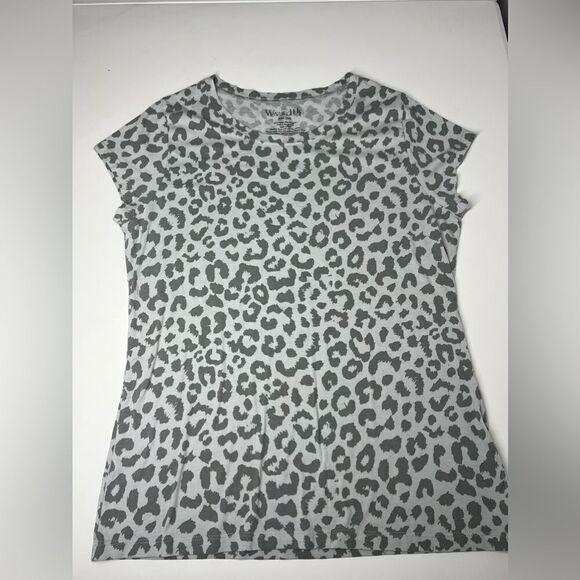 wound up t shirt juniors XXXL (19) gray leopard cheetah print very slim fit tee - Picture 1 of 8